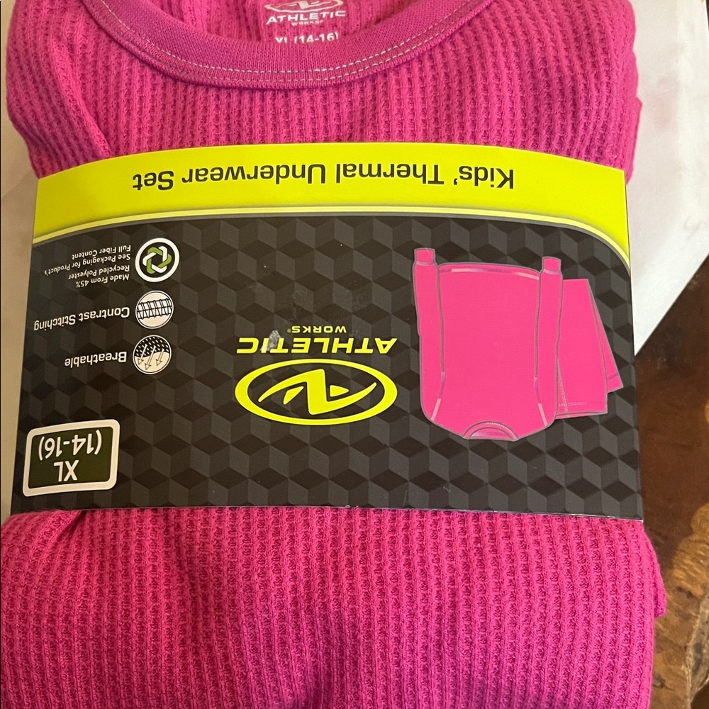 Athletic Works Kids Thermal Set - Hot Pink Waffle Knit